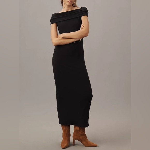 Like new Reformation black jamen knit dress off shoulder - Picture 9 of 12